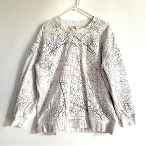 Lululemon Perfectly Oversized Crewneck White Black Crackle Print Womens 8